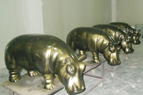 玻璃鋼仿銅河馬雕塑