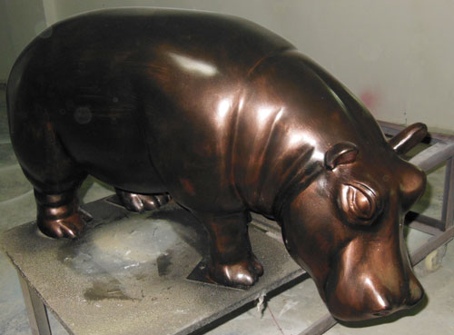 玻璃鋼仿銅河馬雕塑