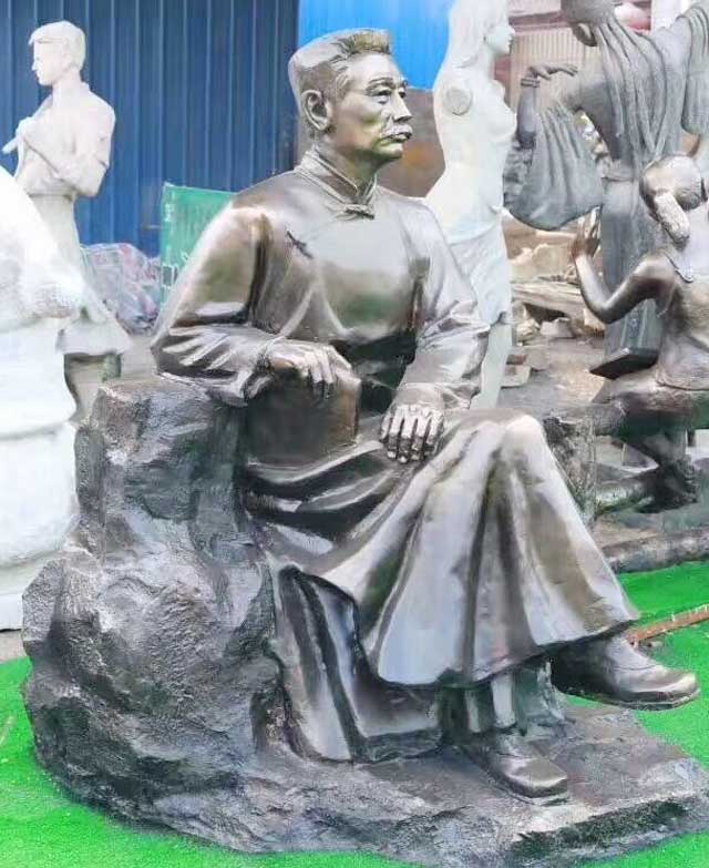 玻璃鋼魯迅雕塑 玻璃鋼魯迅雕塑