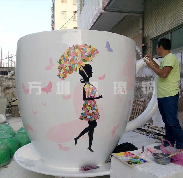 玻璃鋼創意咖啡杯雕塑 玻璃鋼創意咖啡杯雕塑