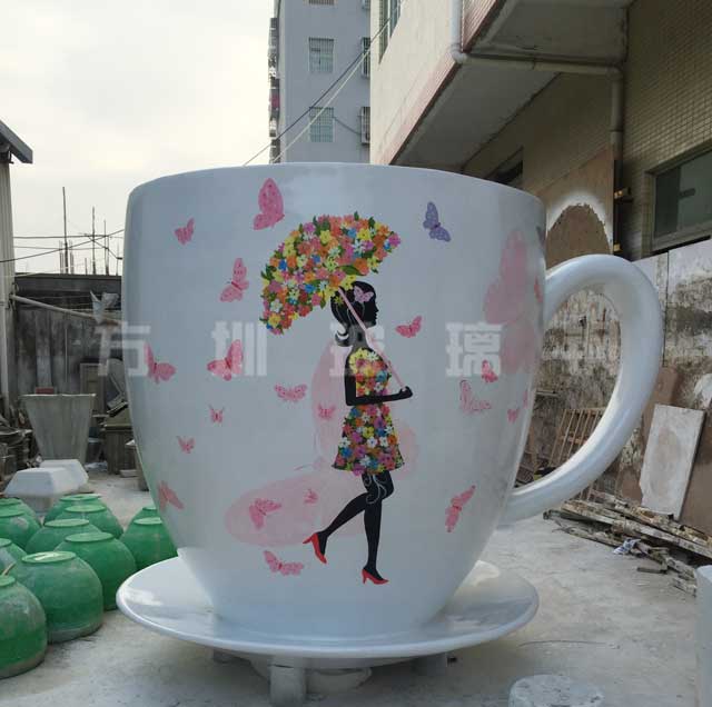 玻璃鋼創意咖啡杯雕塑 玻璃鋼創意咖啡杯雕塑