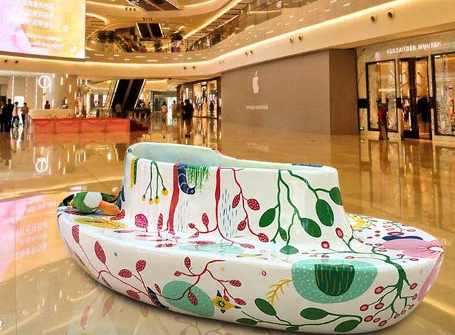 商場(chǎng)玻璃鋼藝術(shù)靠背休閑椅