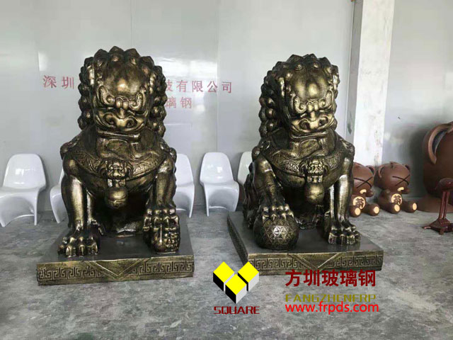 鎮宅獅子玻璃鋼仿銅雕塑
