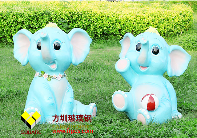 純手工玻璃鋼可愛象雕塑