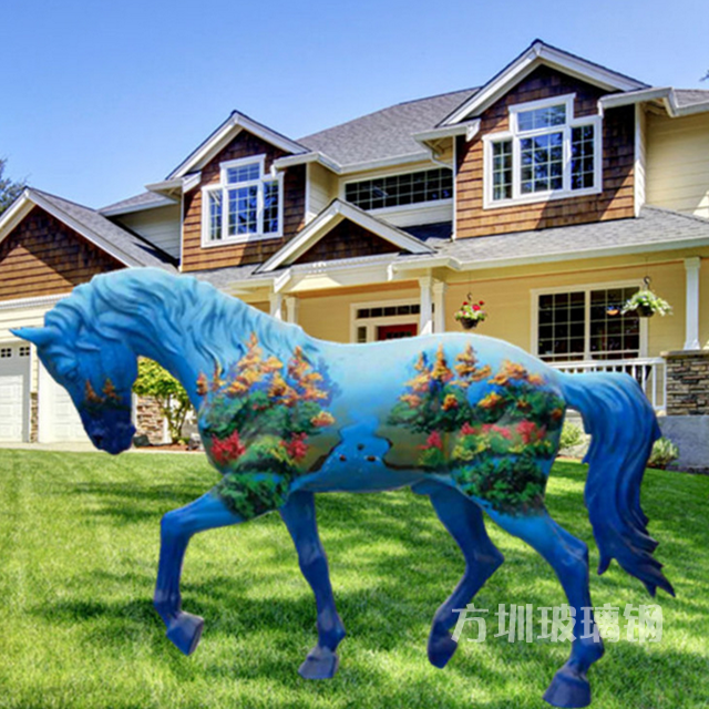 彩繪玻璃鋼馬雕塑