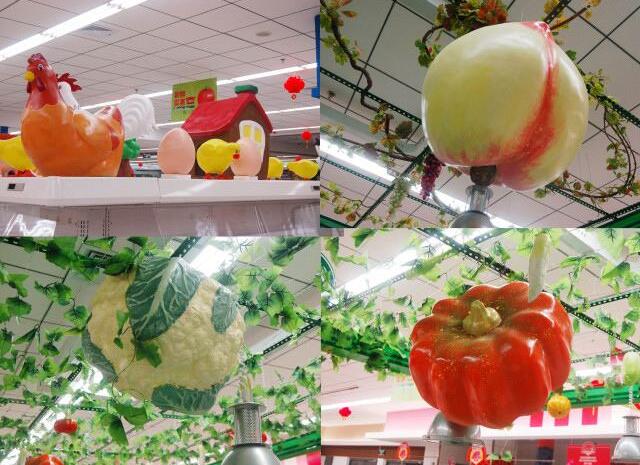 超市營(yíng)銷新亮點(diǎn)之玻璃鋼雕塑“美陳展示”