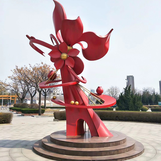 廣場黨建玻璃鋼花朵雕塑