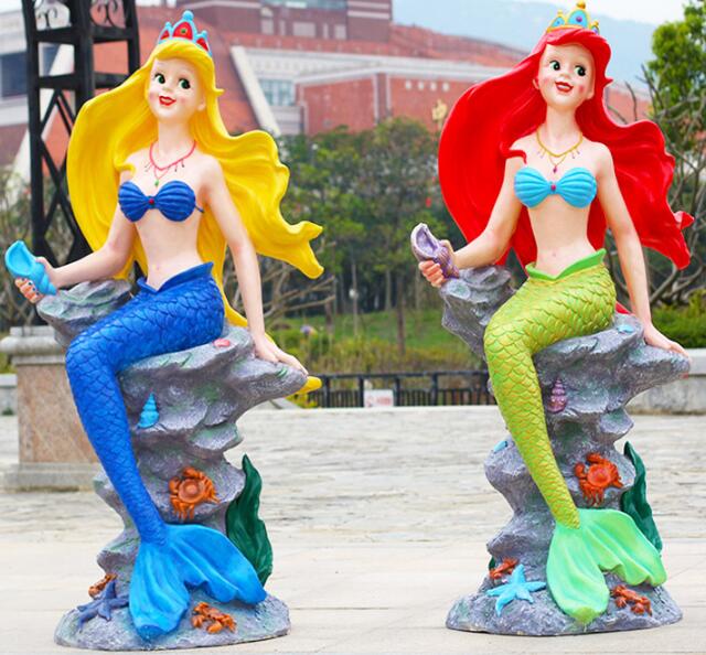 商業美陳玻璃鋼卡通美人魚雕塑