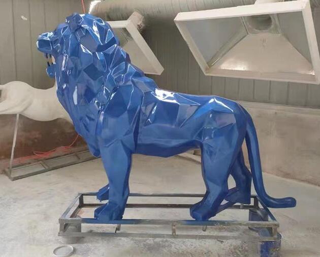 玻璃鋼幾何切面獅子動物雕塑