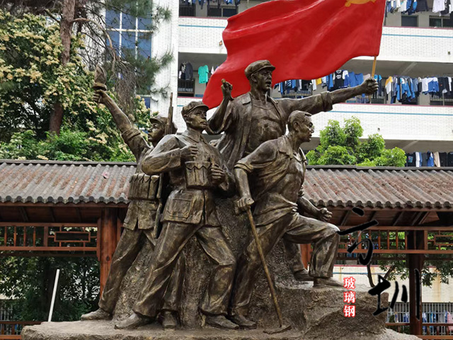 仿銅抗日戰爭玻璃鋼人物雕塑