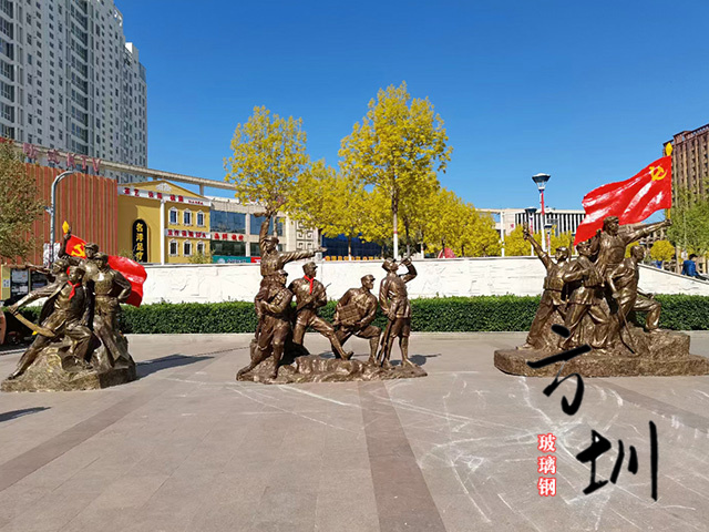 玻璃鋼紅色文化戰士人物雕塑