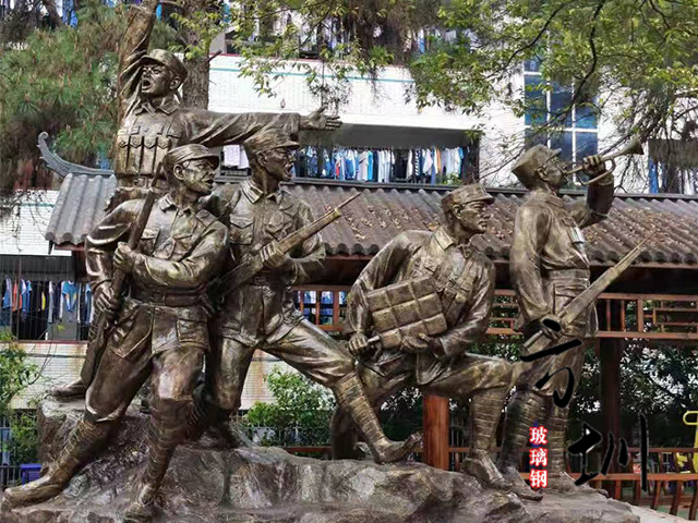 革命玻璃鋼狼牙山五壯士雕塑