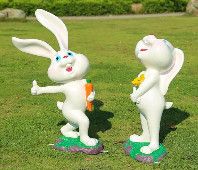 戶外景觀可愛玻璃鋼兔子卡通雕塑
