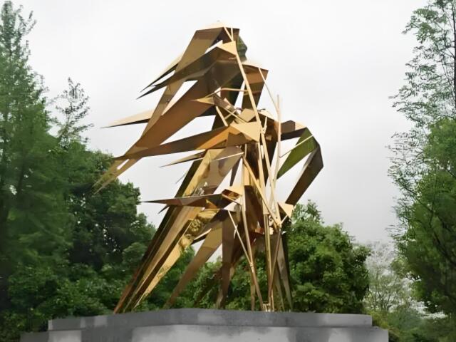 園林電鍍土豪金不銹鋼竹子雕塑裝飾