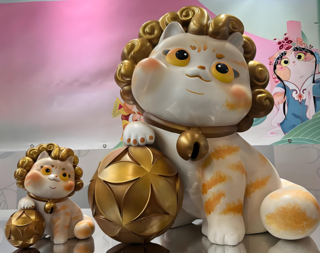 創意玻璃鋼卡通貓雕塑小品