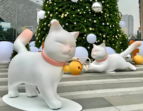 萌趣無(wú)限玻璃鋼卡通貓動(dòng)物雕塑全解析