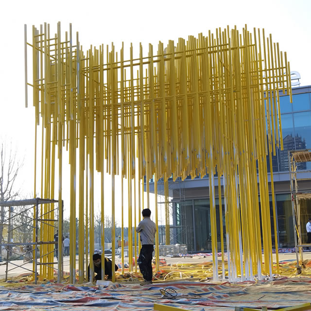 抽象不銹鋼管大象雕塑