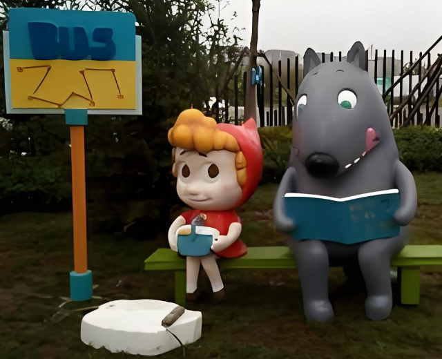 邂逅公園中的卡通動漫玻璃鋼雕塑