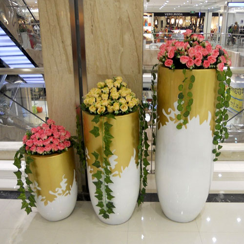 商場組合玻璃鋼景觀花盆