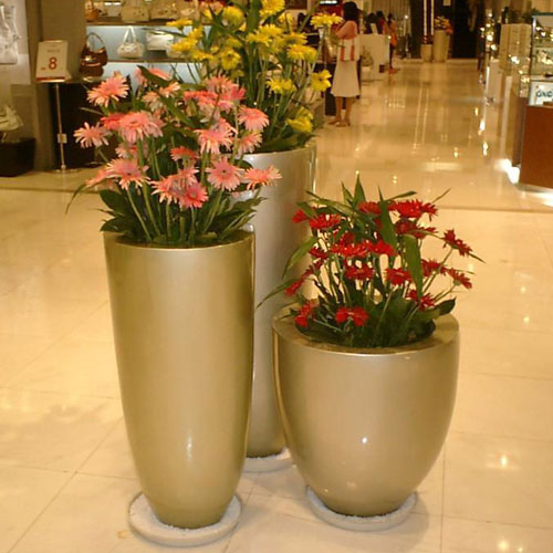 金色玻璃鋼室內裝飾花盆