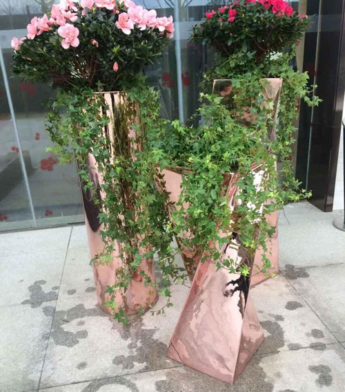 電鍍高檔玻璃鋼室內花盆