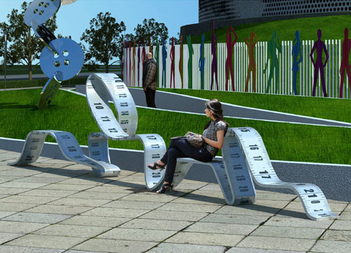 創意皮尺形玻璃鋼凳子