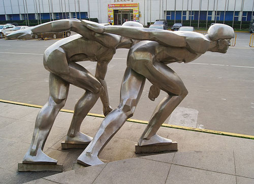 體育館滑冰不銹鋼雕塑