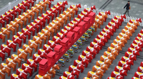 彩繪馬玻璃鋼雕塑