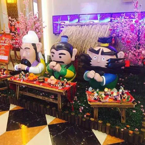 卡通桃園結(jié)義玻璃鋼雕塑