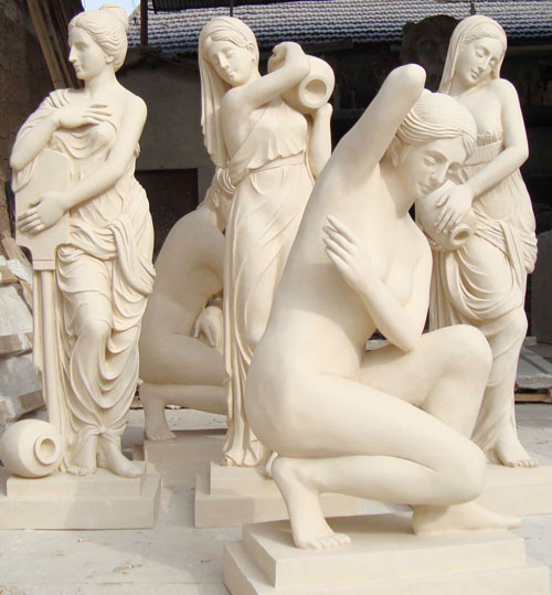 玻璃鋼仿砂巖美女雕塑