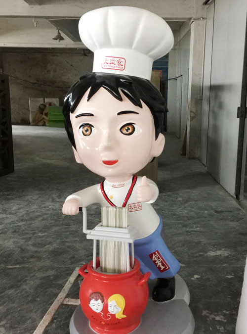 玻璃鋼卡通小廚師圓雕雕塑