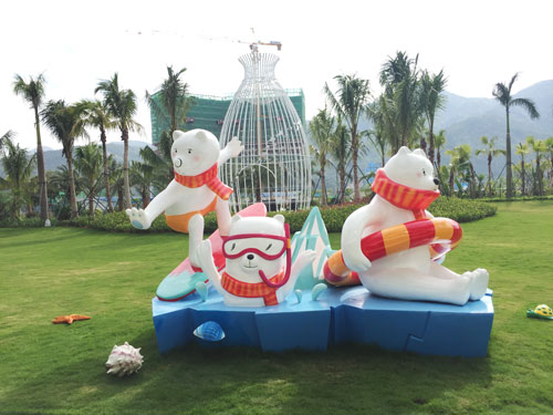 玻璃鋼北極熊圓雕雕塑