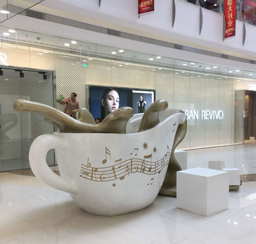 玻璃鋼創意咖啡杯圓雕雕塑