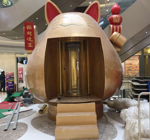 玻璃鋼招財貓圓雕雕塑